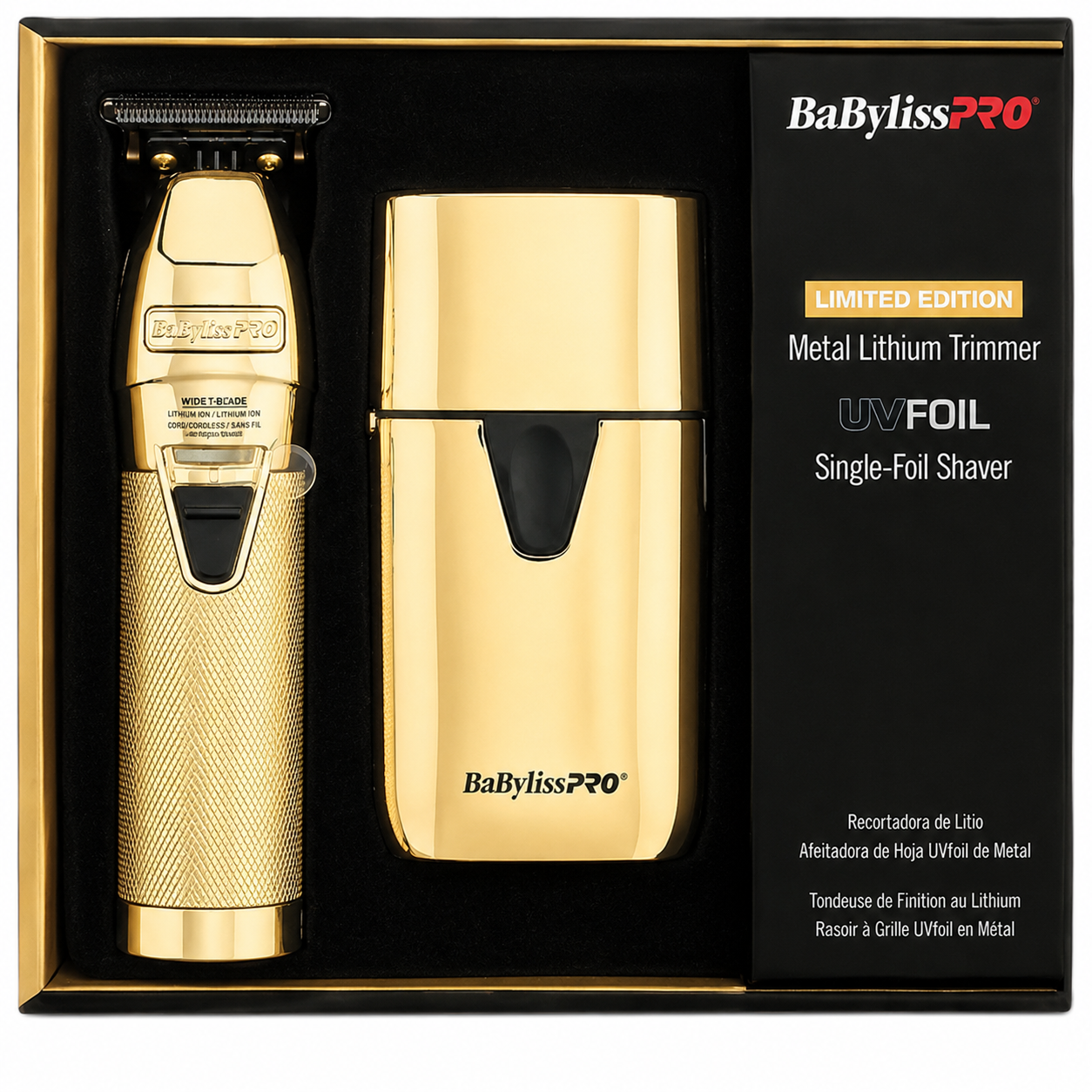 BaBylissPRO GoldFX Trimmer & UVFOIL Single Foil Shaver Combo – FXLFHOLPKG + UV Disinfecting Replacement Foil – FXLRF1G