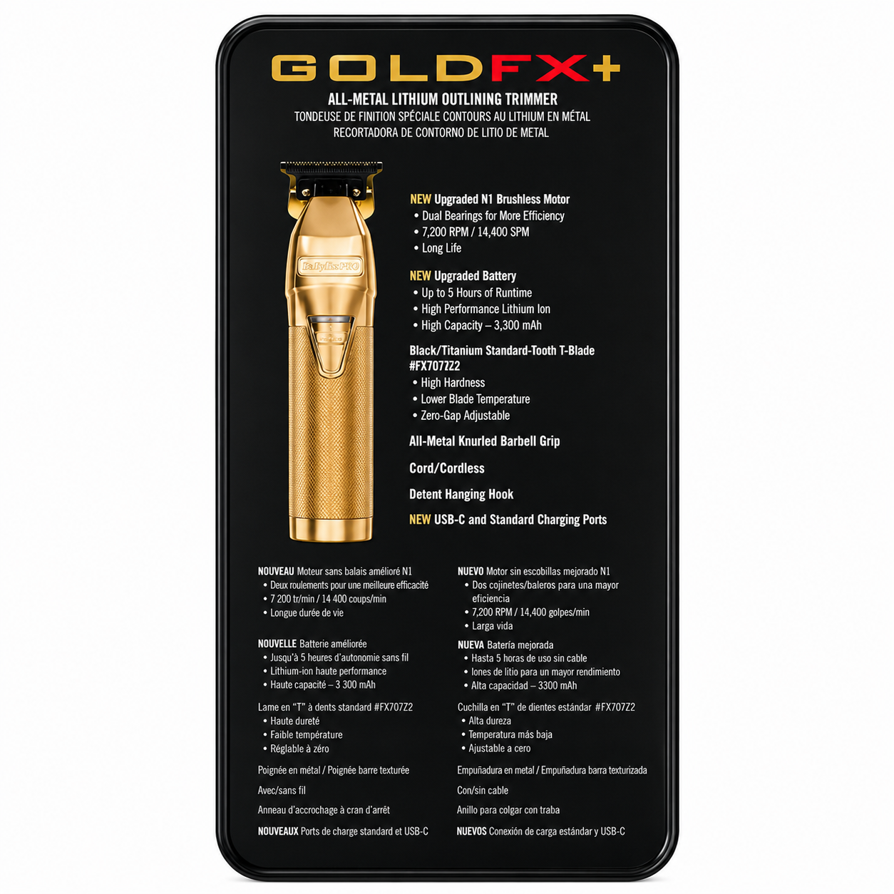 BaBylissPRO Gold FX Skeleton Cordless Trimmer FX787NG
