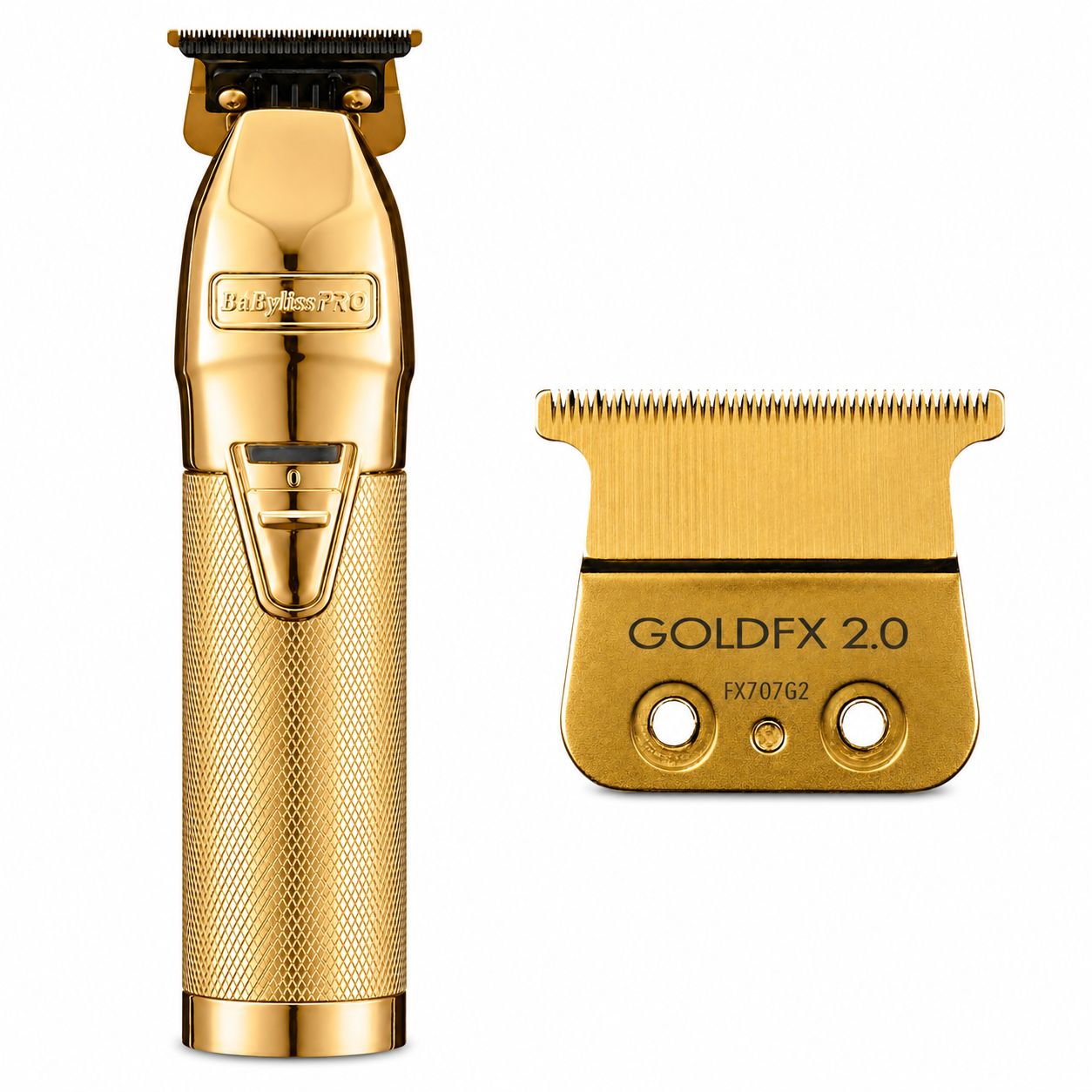 BaBylissPRO Gold FX Skeleton Cordless Trimmer with Gold Titanium Deep Tooth Trimmer Blade Combo FX787NG + FX707G2