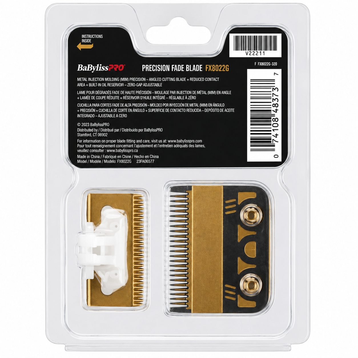 BaBylissPRO® Gold Titanium Metal‑Injection Molded (MIM) Precision Fade Blade FX8022G