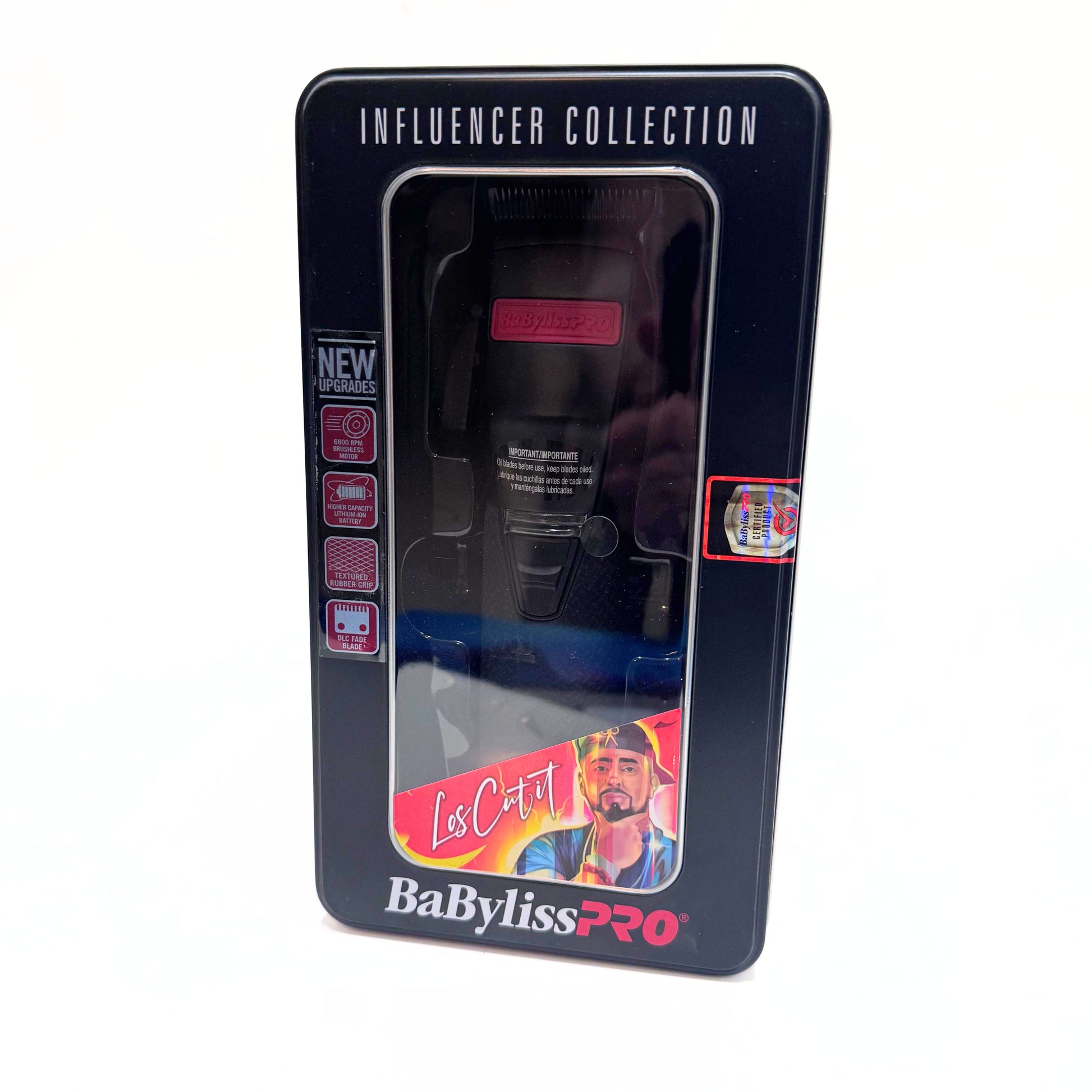 BaBylissPRO Influencer Collection Boost+ Clipper (Black/Red) FX870RI front of box
