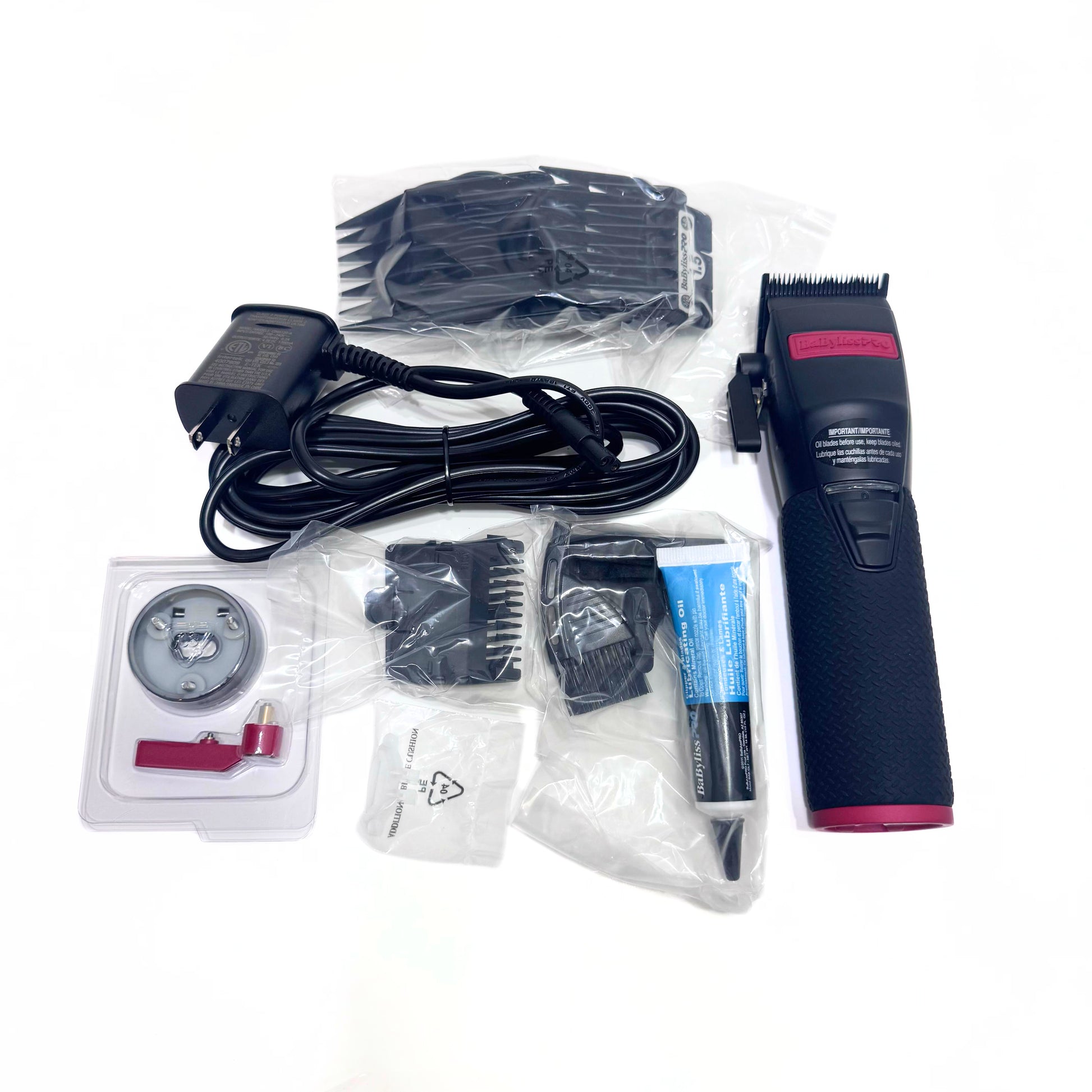 BaBylissPRO Influencer Collection Boost+ Clipper (Black/Red) FX870RI with accessories