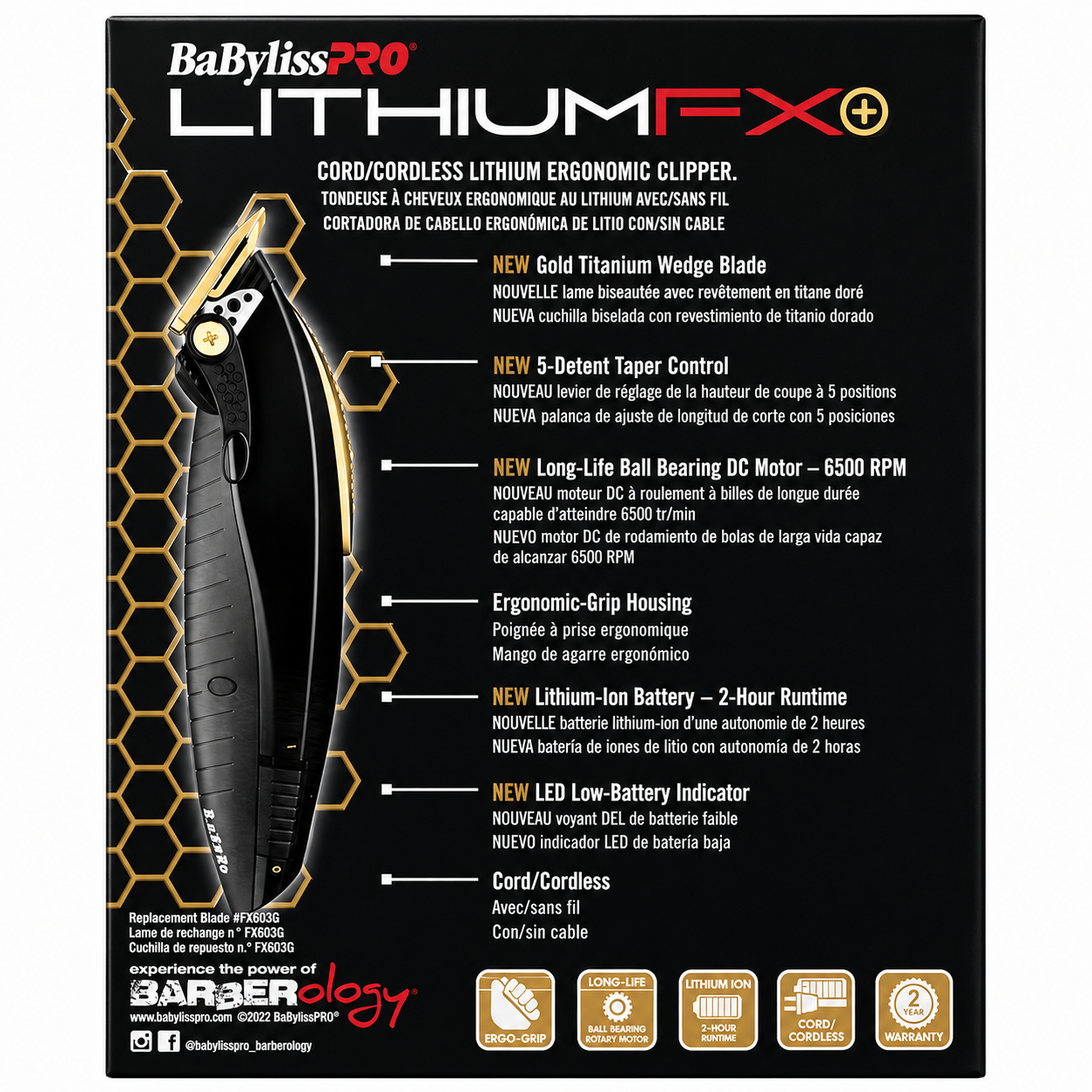BaBylissPRO LITHIUMFX Cord/Cordless Clipper FX673N