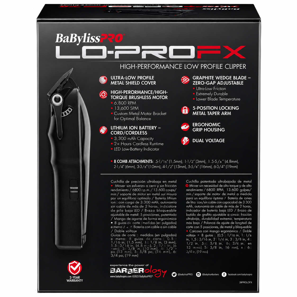 BaBylissPRO LO-PROFX Professional Cordless Clipper FX825