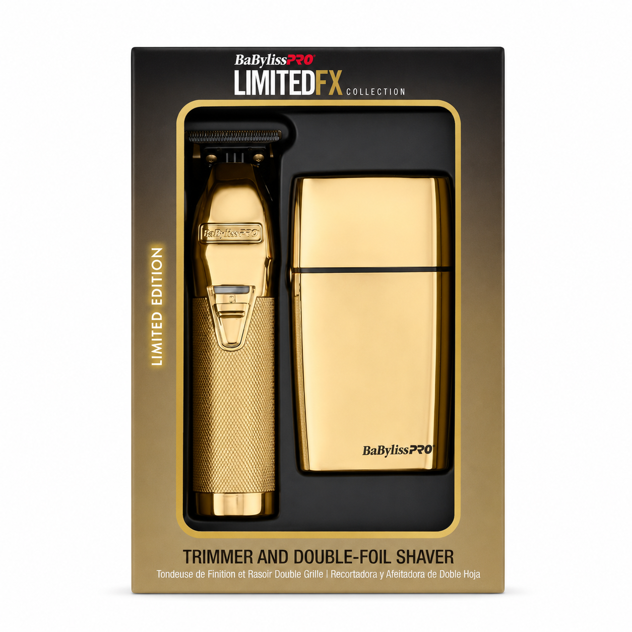 BaBylissPRO LimitedFX Gold Trimmer & Double Foil Shaver Combo FXDUOFS2TG