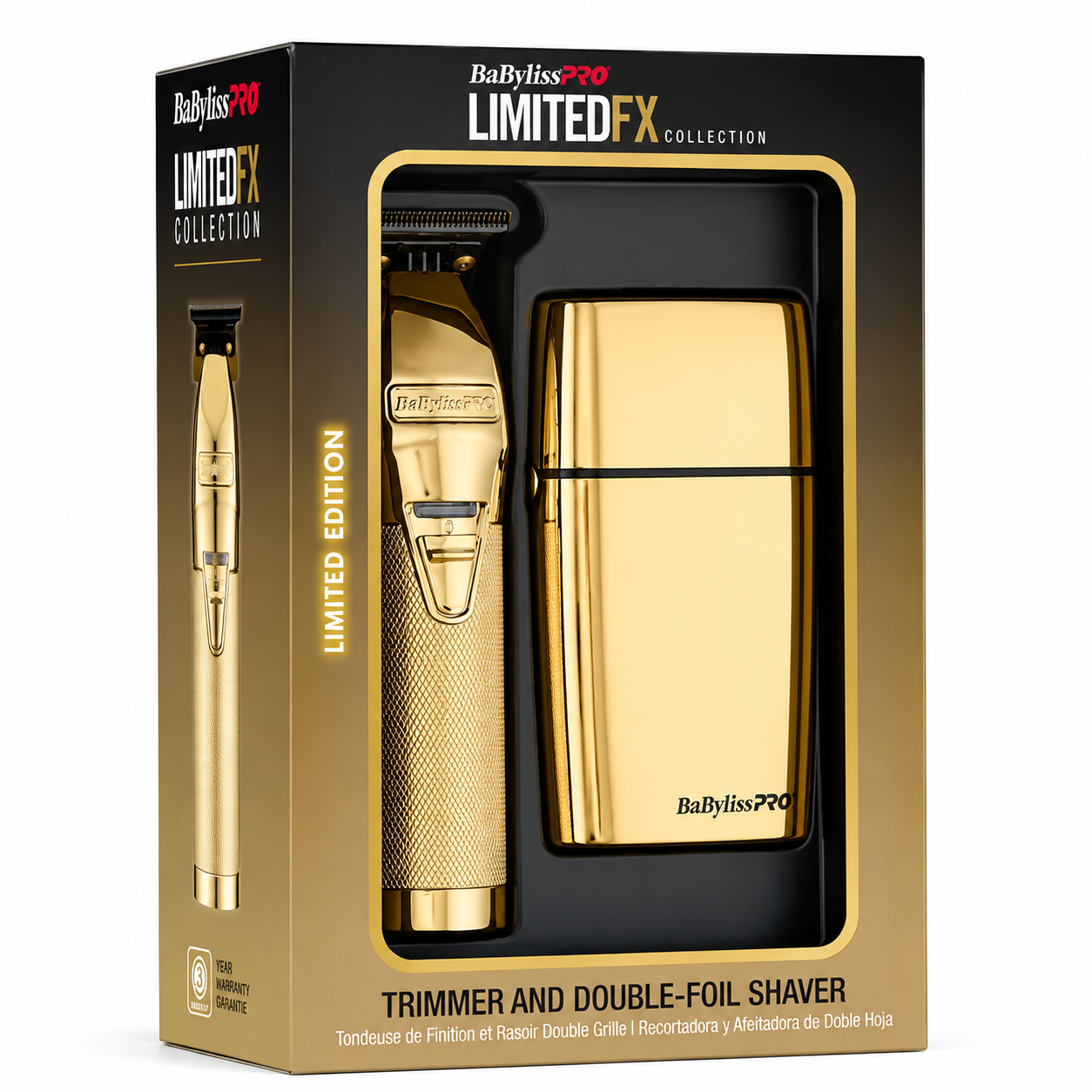 BaBylissPRO LimitedFX Gold Trimmer & Double Foil Shaver Combo FXDUOFS2TG