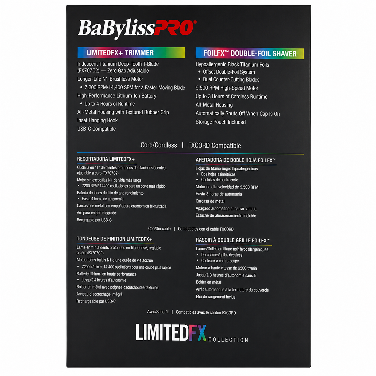 BaBylissPRO LimitedFX Iridescent Trimmer & Double-Foil Shaver Combo FXDUOFS2TRB
