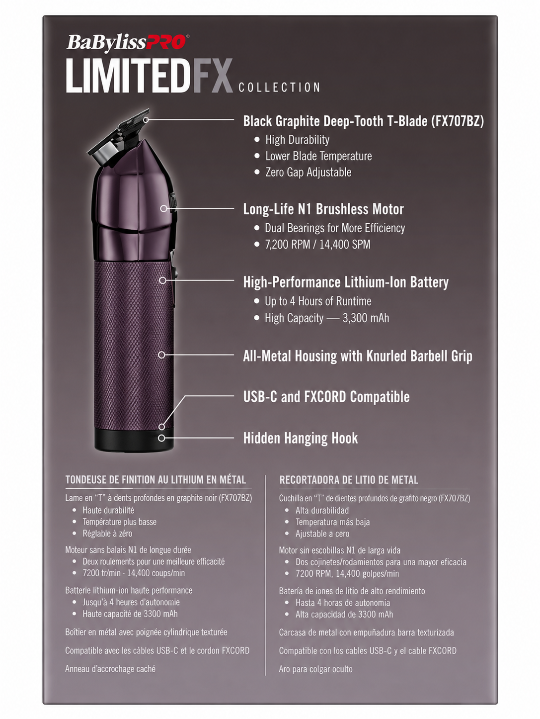 BaBylissPRO LimitedFX Midnight Purple Trimmer FX787NP