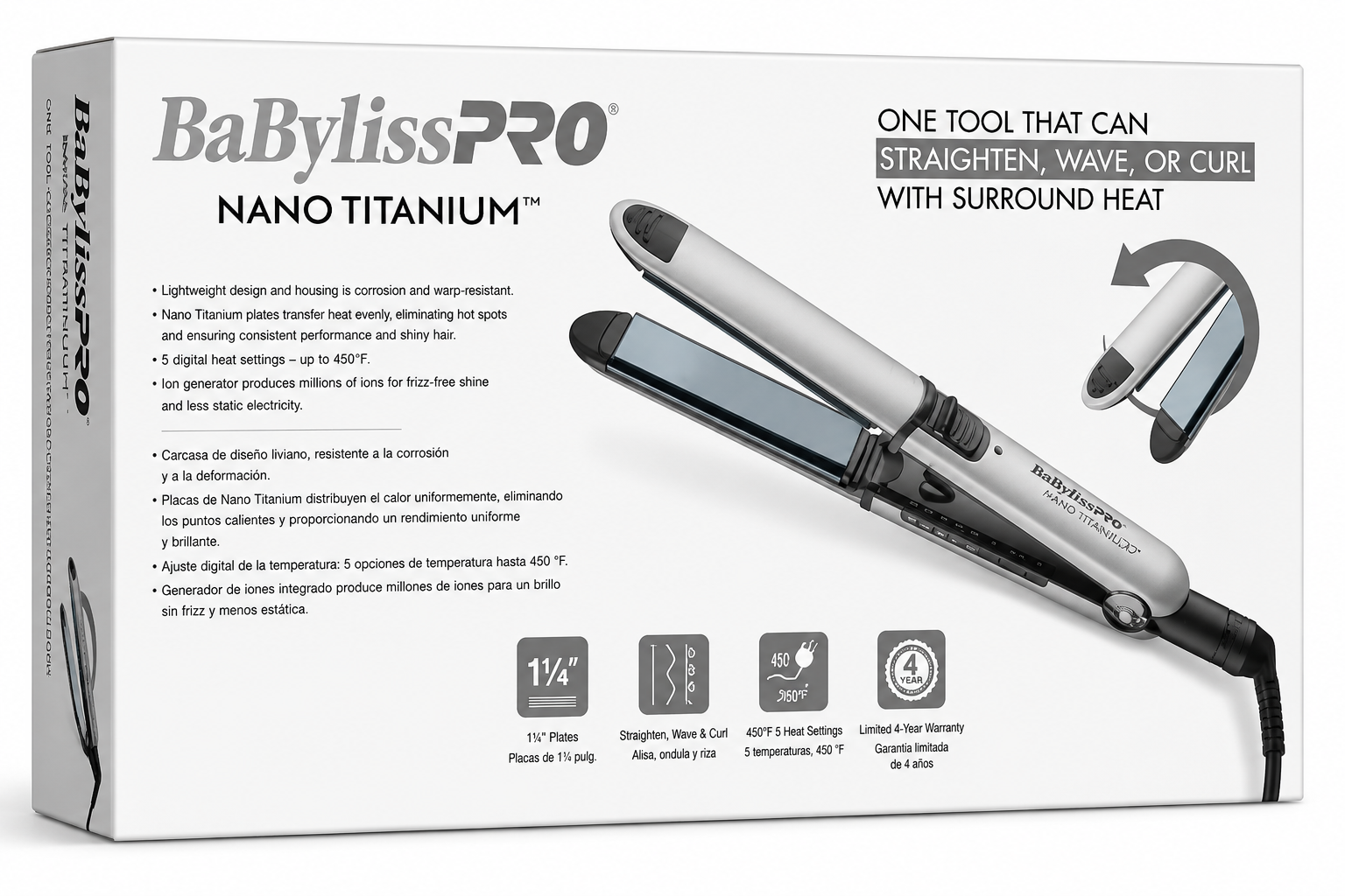 BaBylissPRO Limited Edition 1.25" Nano Titanium Prima 3000 Styling Flat Iron Grey BNT3000TGY