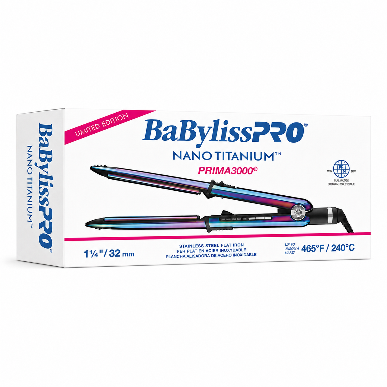 BaBylissPRO Limited Edition Iridescent Nano Titanium Prima 3000 Flat Iron BNTRB3000TUC