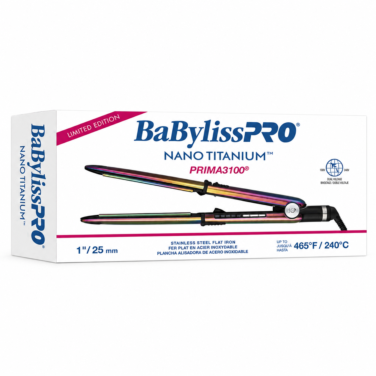 BaBylissPRO Limited Edition Iridescent Nano Titanium Prima 3100 Flat Iron BNTRB3100TUC