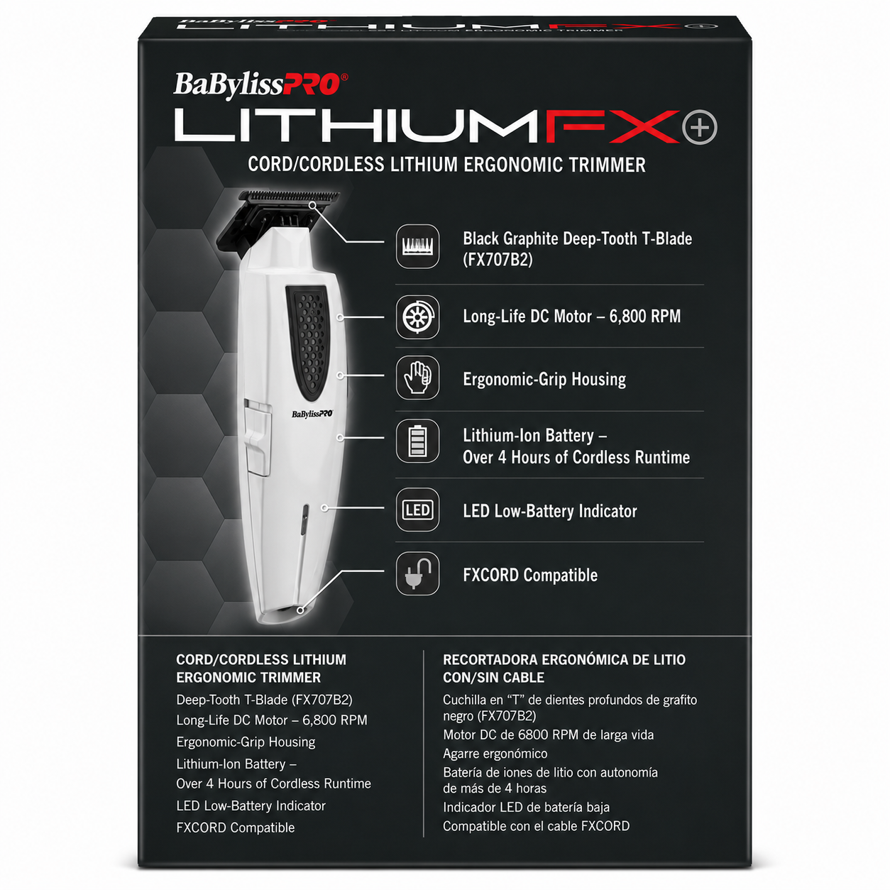 BaBylissPRO Limited Edition LithiumFX+ Cord/Cordless Trimmer Grey FX773NGY