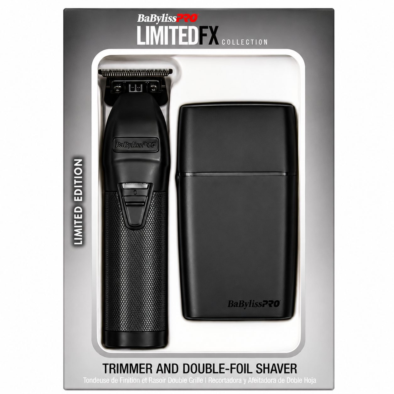 BaBylissPRO Limited Edition Matte Black Trimmer & Double Foil Shaver Combo FXDUOFS2TMB