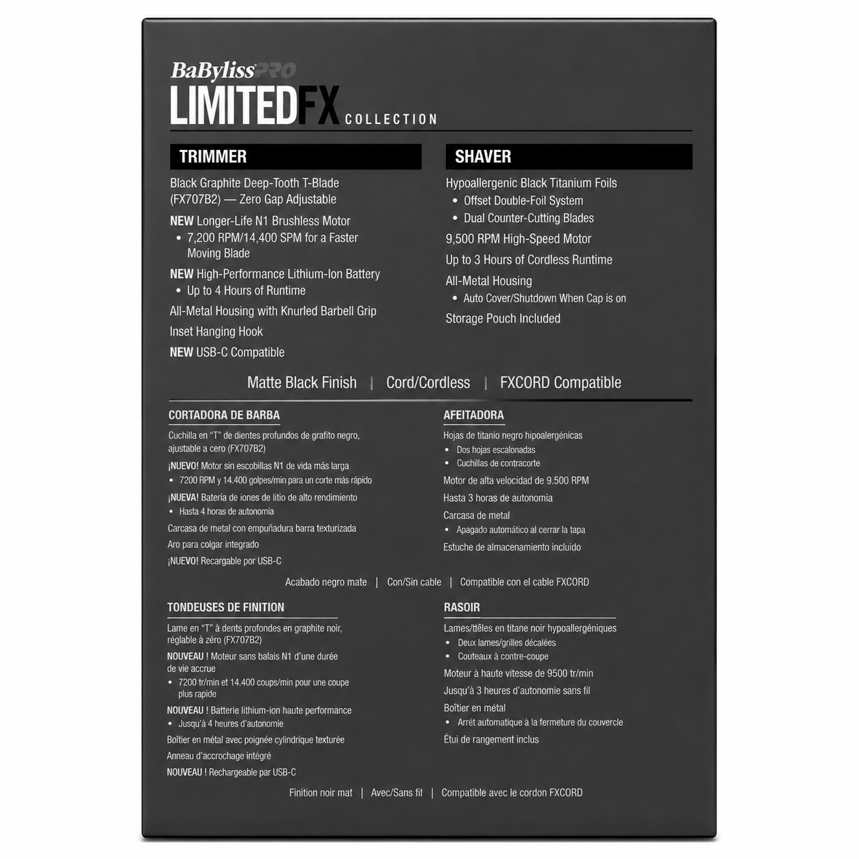 BaBylissPRO Limited Edition Matte Black Trimmer & Double Foil Shaver Combo FXDUOFS2TMB