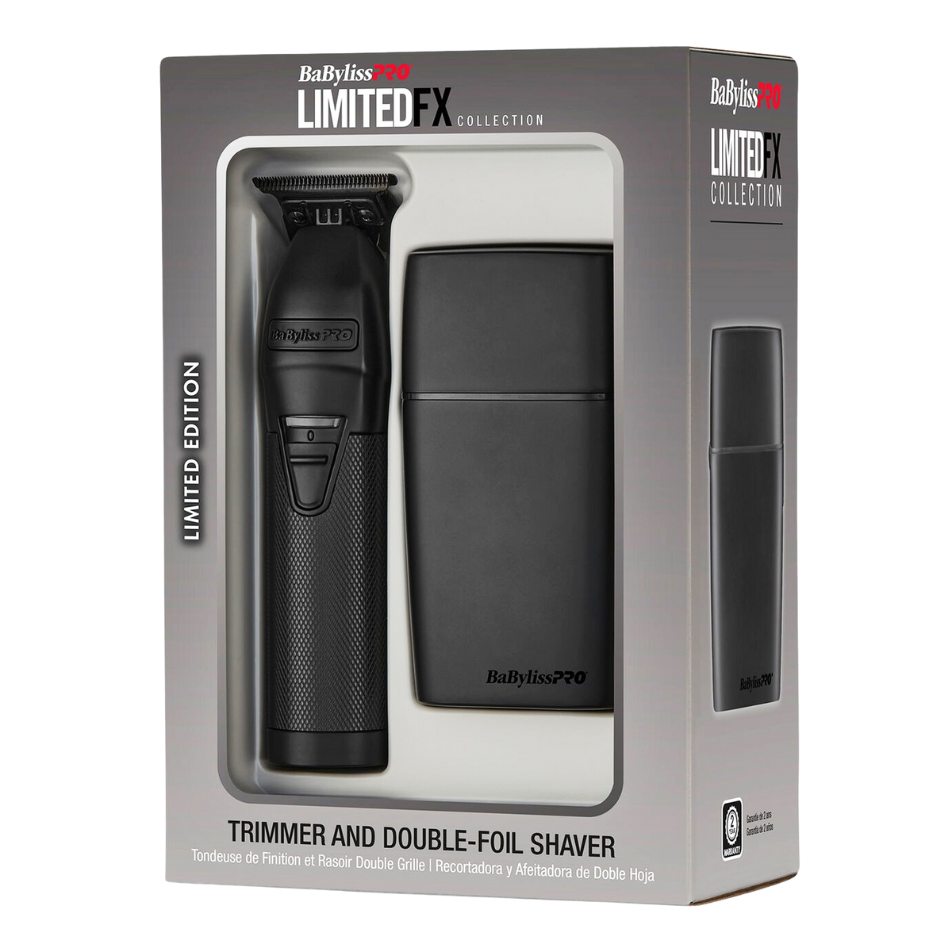 BaBylissPRO Limited Edition Matte Black Trimmer & Double Foil Shaver Combo FXDUOFS2TMB – Premium Grooming Set