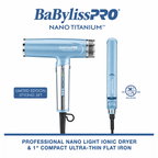 BaBylissPRO Limited Edition Nano Titanium Nano Light Ionic Dryer + FREE 1" Compact Ultra Thin Flat Iron Value Set BNTPP79