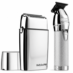 BaBylissPRO Limited Edition Silver Trimmer & Double Foil Shaver Combo FXDUOFS2TS