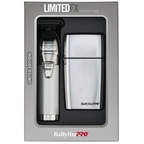 BaBylissPRO Limited Edition Silver Trimmer & Double Foil Shaver Combo – Premium Professional Grooming Set (FXDUOFS2TS)