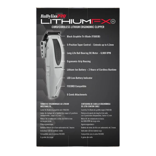BaBylissPRO LithiumFX+ Limited Edition Cordless Clipper – Grey FX673NSGY