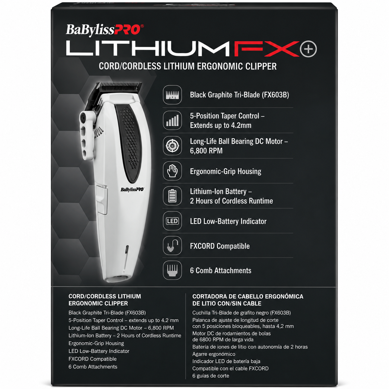 BaBylissPRO LithiumFX+ Limited Edition Cordless Clipper Grey FX673NSGY