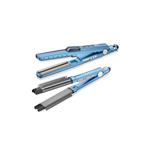 BaBylissPRO Nano Titanium 1-1/4" Ultrasonic Cool Mist Flat Iron & Omni Styler Set BABNTPP17 combo