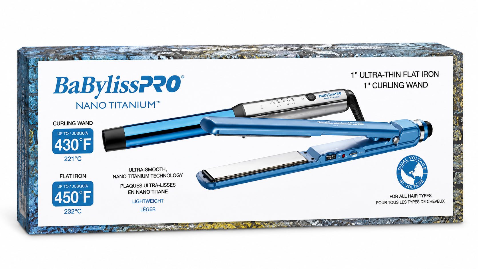 BaBylissPRO Nano Titanium 1" Flat Iron & Curling Wand Gift Box BNT21H2UC