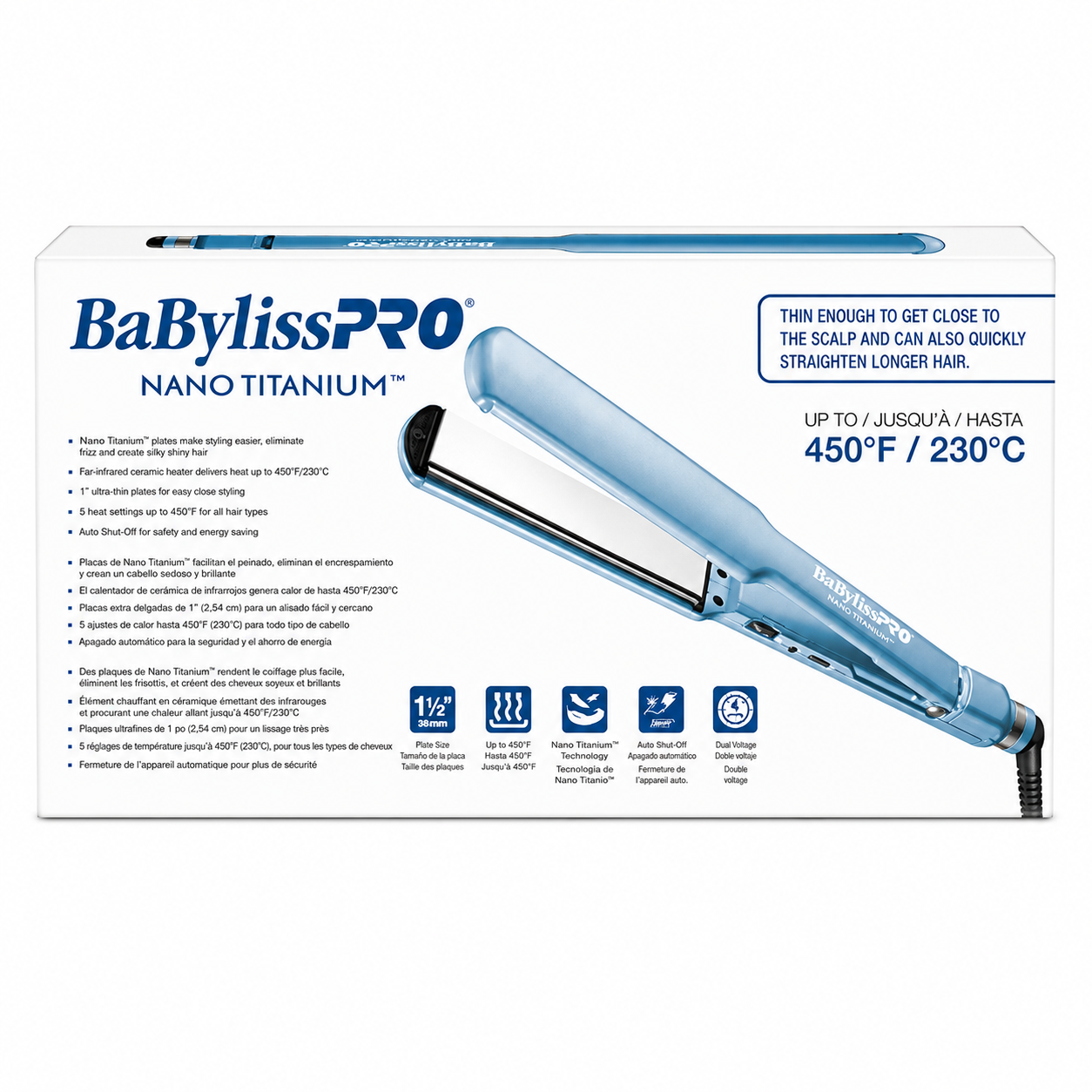 BaBylissPRO Nano Titanium 1½" Ultra-Thin Straightener BNT4073TUC