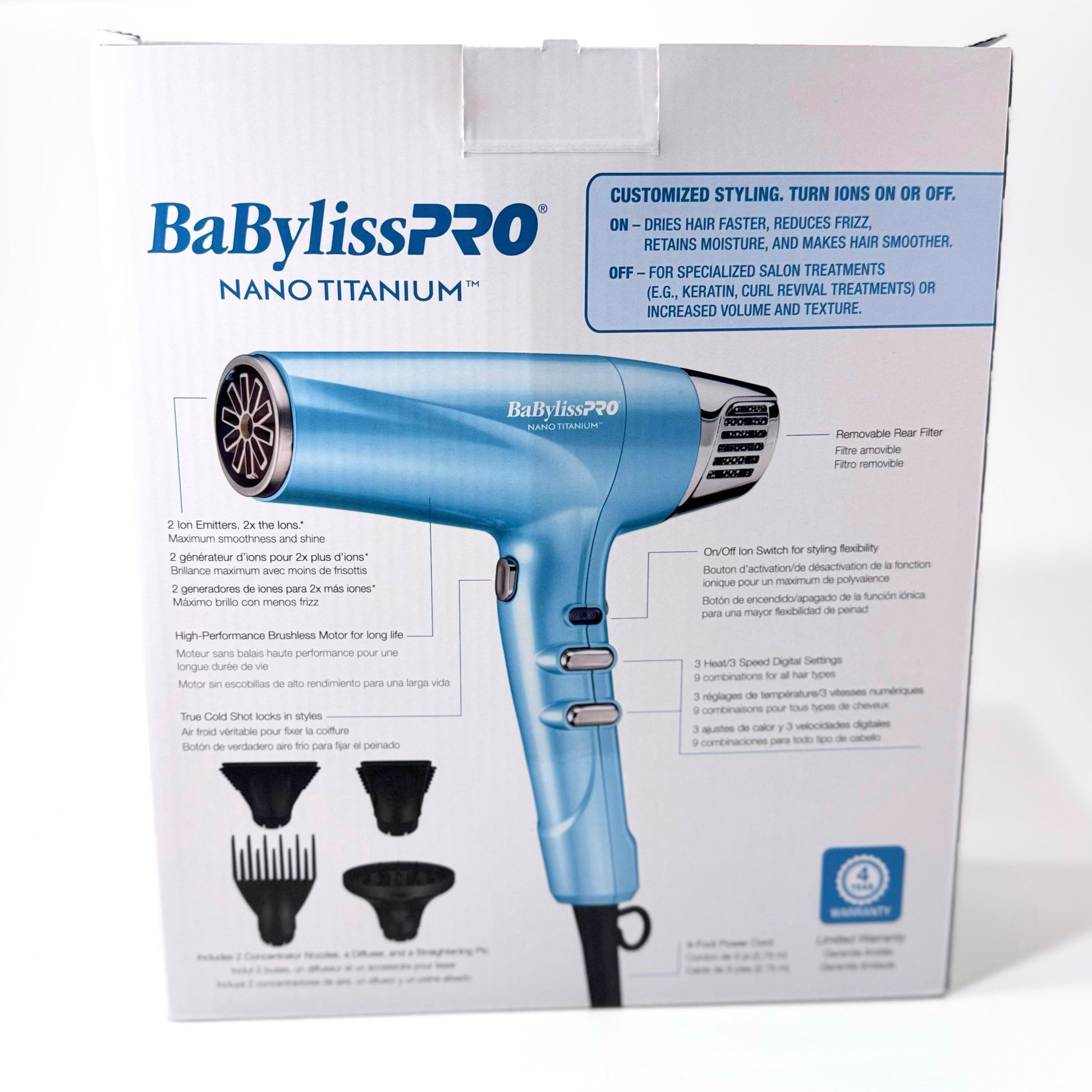BaBylissPRO Nano Titanium  Dryer BNT9100 box back