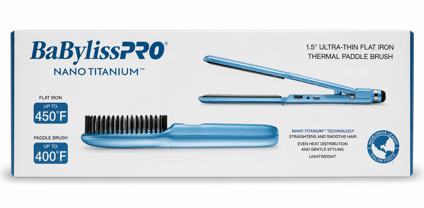BaBylissPRO Nano Titanium Flat Iron & Thermal Brush Combo BNTPP52UC