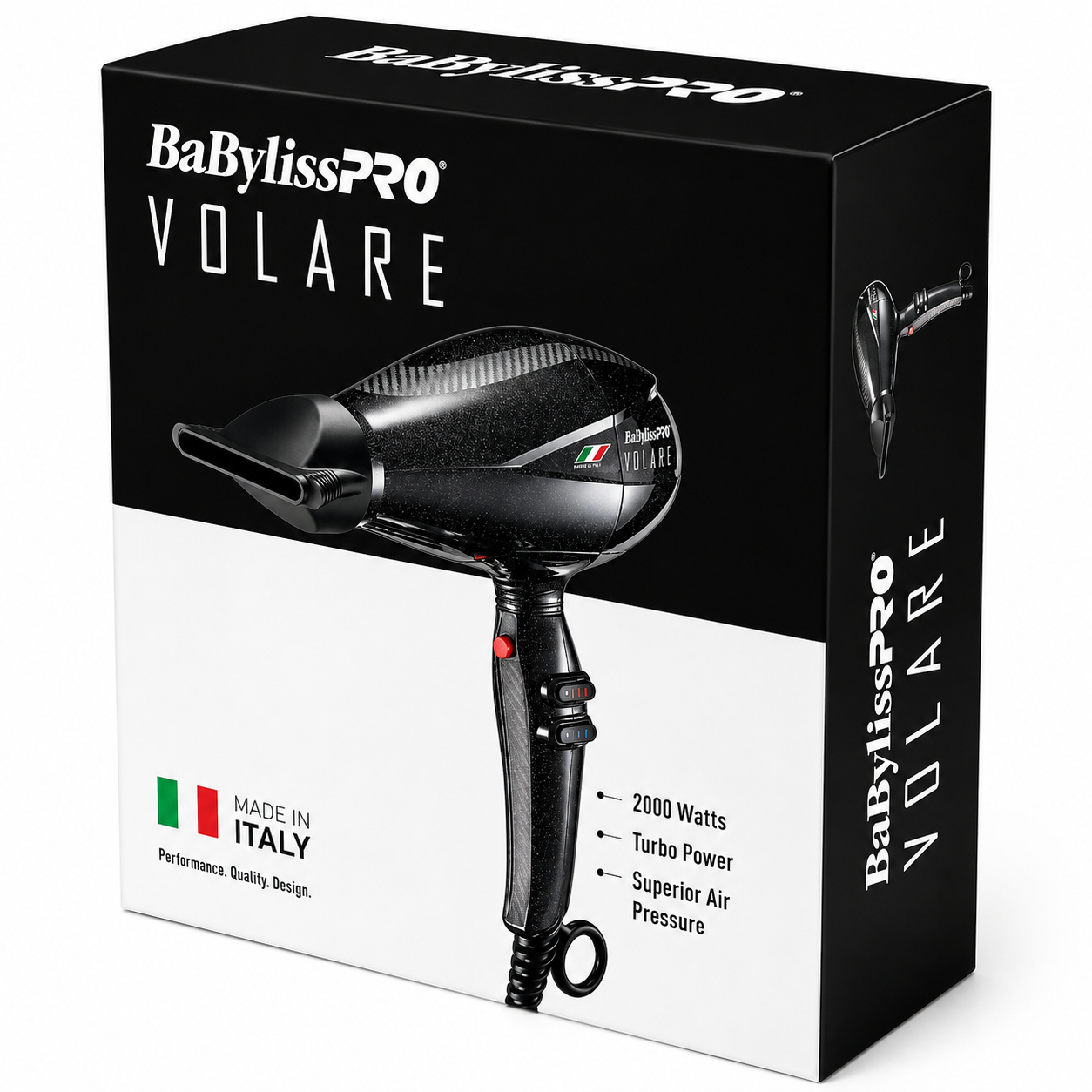 BaBylissPRO Nano Titanium Italian Performance Black Volare Hair Dryer BVOL1
