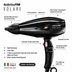 BaBylissPRO Nano Titanium Italian Performance Black Volare Hair Dryer BVOL1
