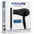 BaBylissPRO Nano Titanium Lightweight Ionic Dryer & 1" Ultra‑Thin Flat Iron Set  BNTPPMB415