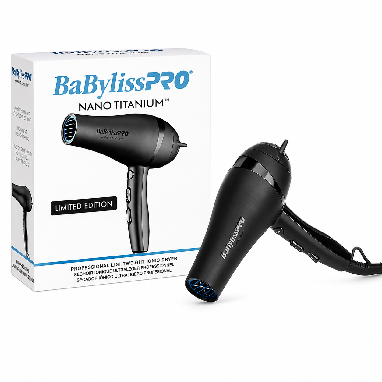 BaBylissPRO Nano Titanium Limited Edition Black & Blue Ionic Dryer BNTMB5548 (OPEN PACKAGING)