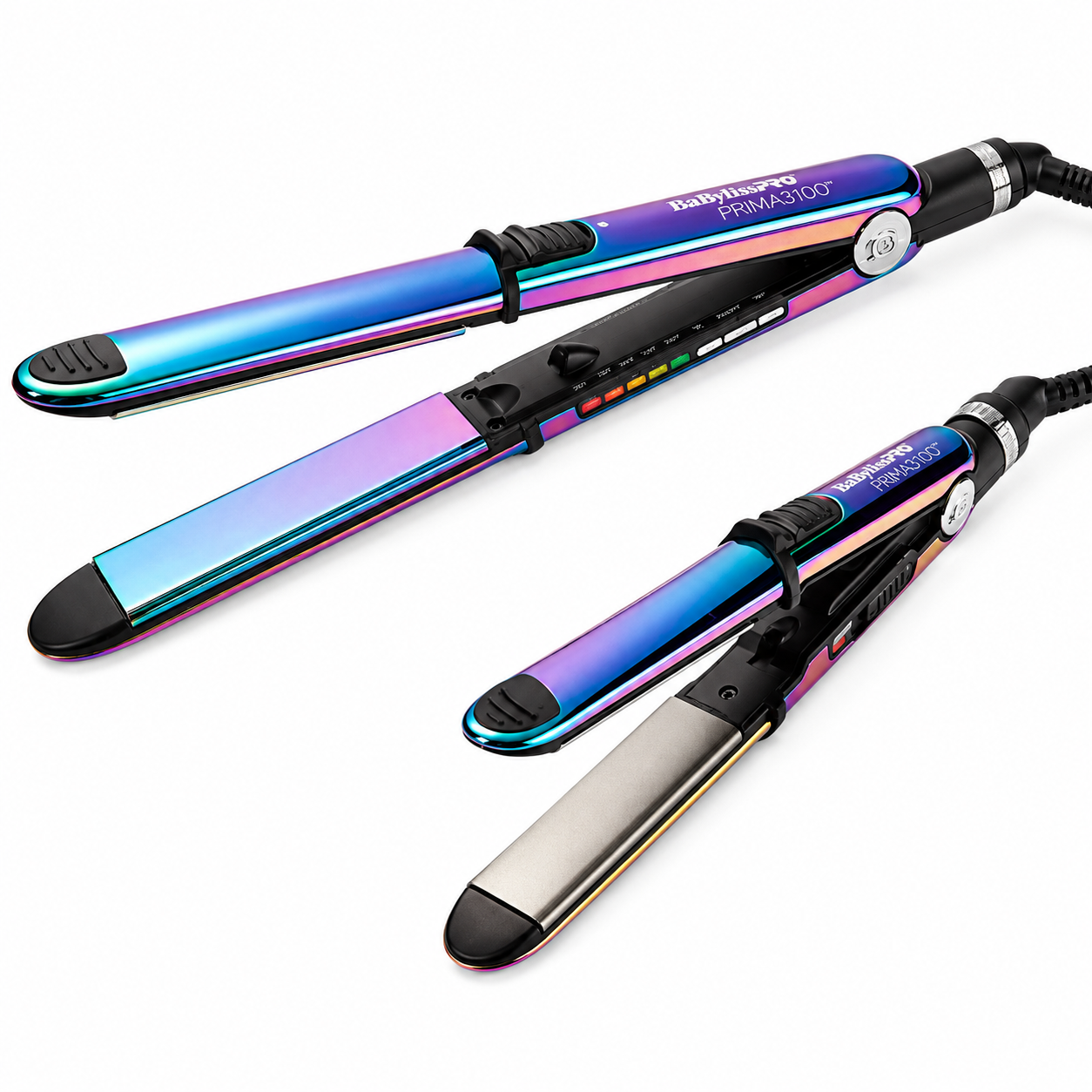 BaBylissPRO Nano Titanium Limited Edition Styling Irons – Iridescent 1″ & ¾″ Prima Stainless Steel Flat Iron Value Set (BNTPPRB75)