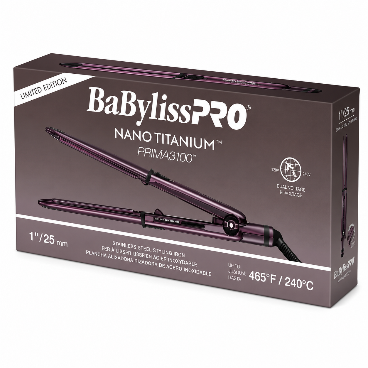 BaBylissPRO Nano Titanium Nightfall Prima 3100 Flat Iron 1" Limited Edition Midnight Purple BNTP3100TUC