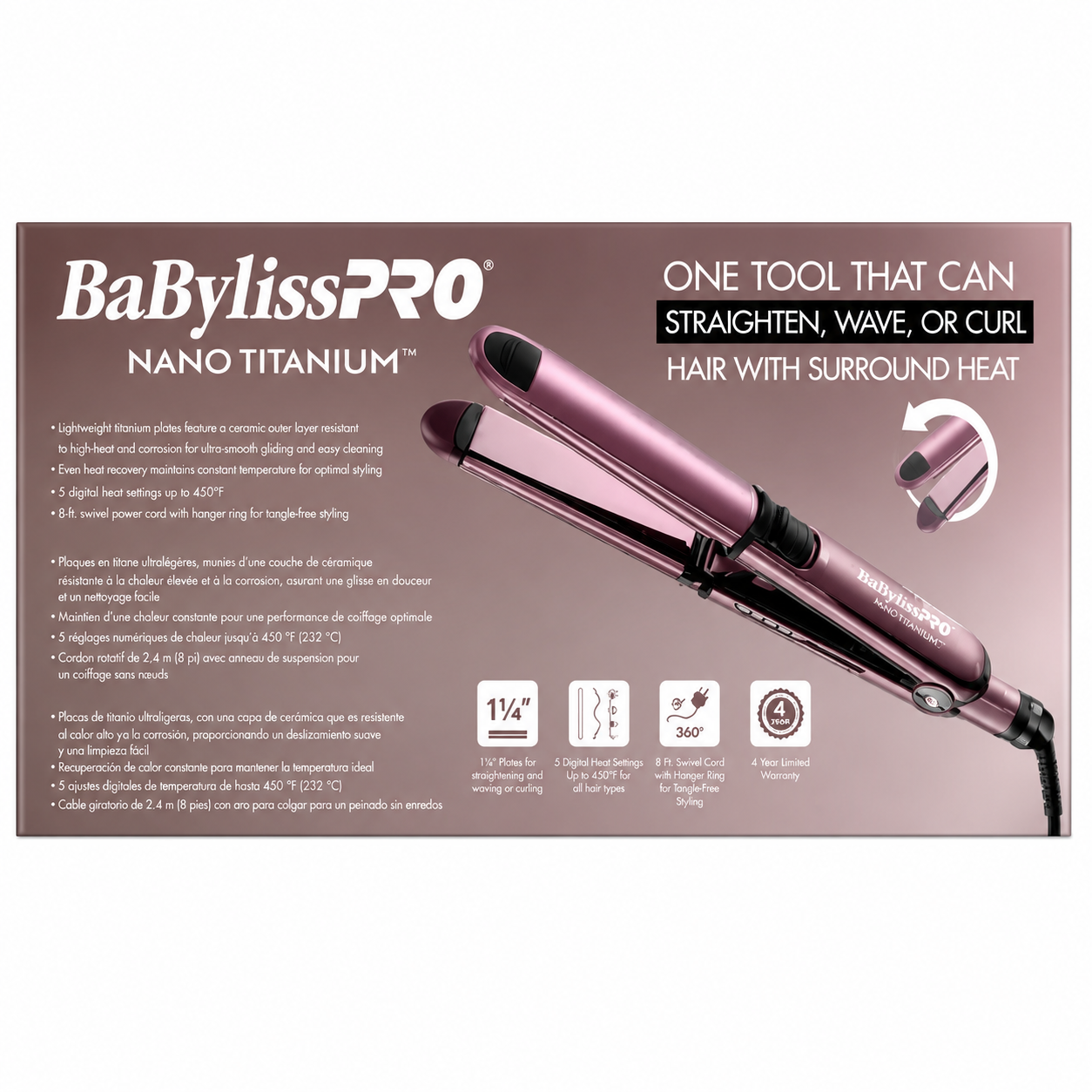BaBylissPRO Nano Titanium Prima3000 1¼" Flat Iron – Limited Edition Midnight Purple BNTP3000TUC