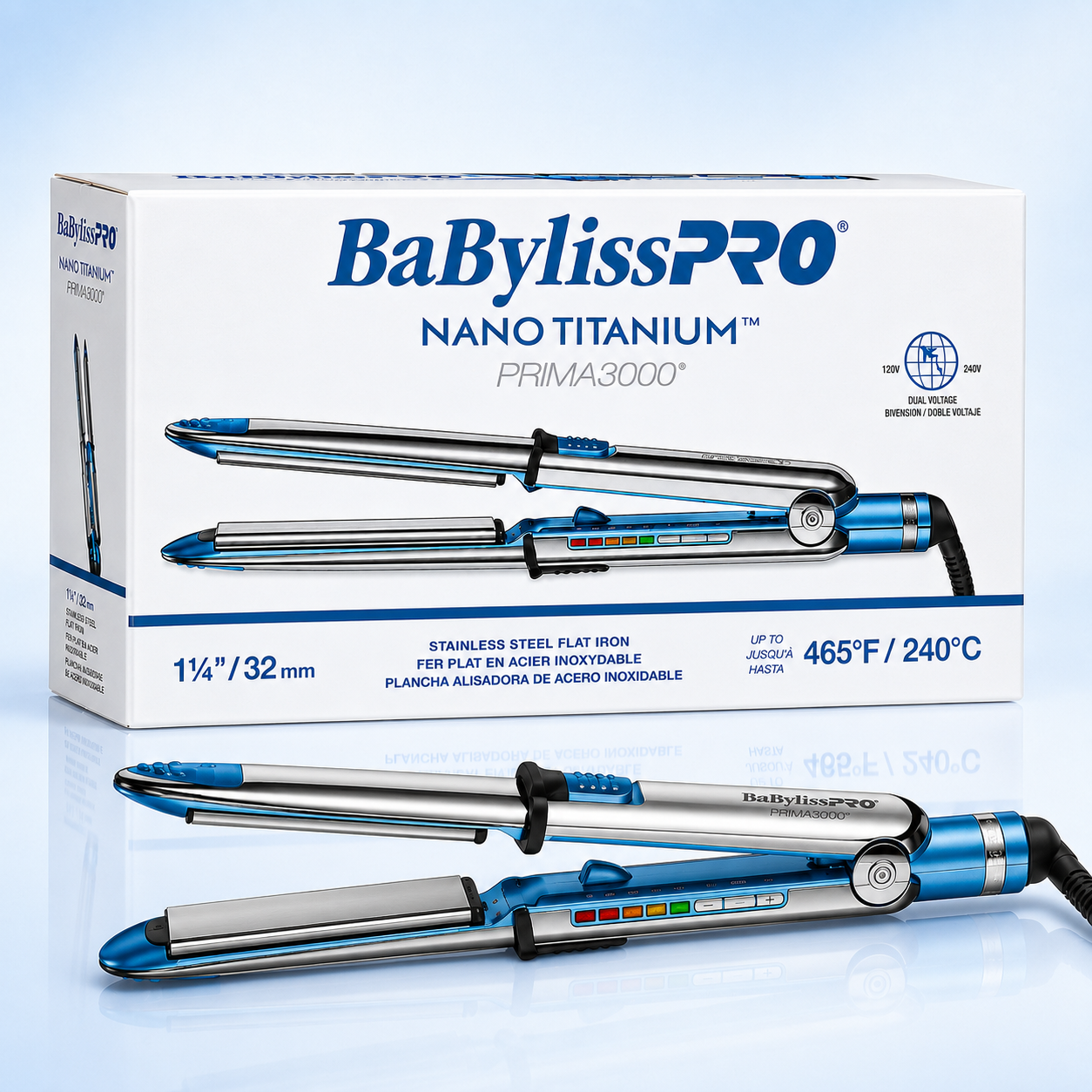 BaBylissPRO Nano Titanium Prima3000 Ionic Hair Straightener BNT3000TUC