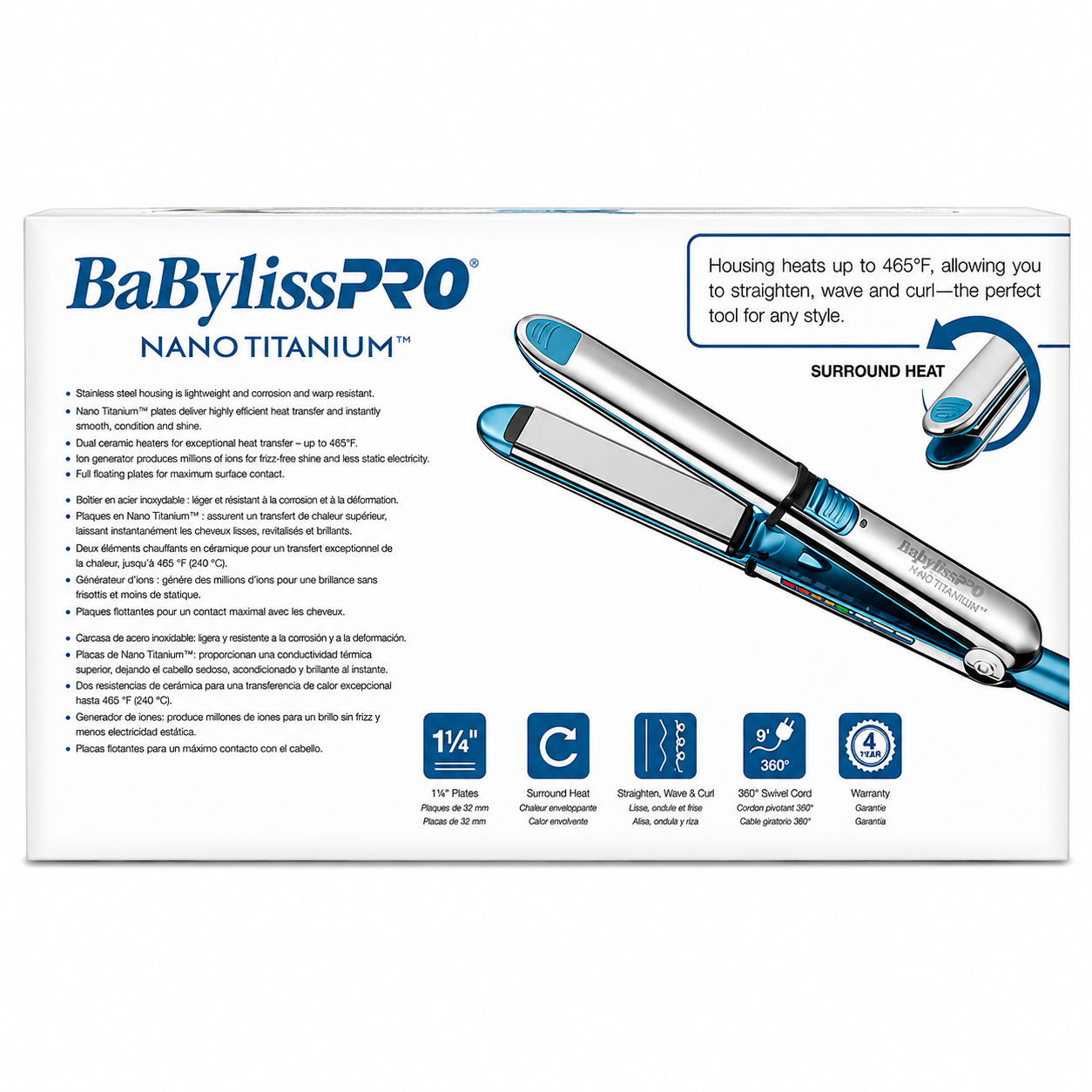 BaBylissPRO Nano Titanium Prima3000 Ionic Hair Straightener BNT3000TUC