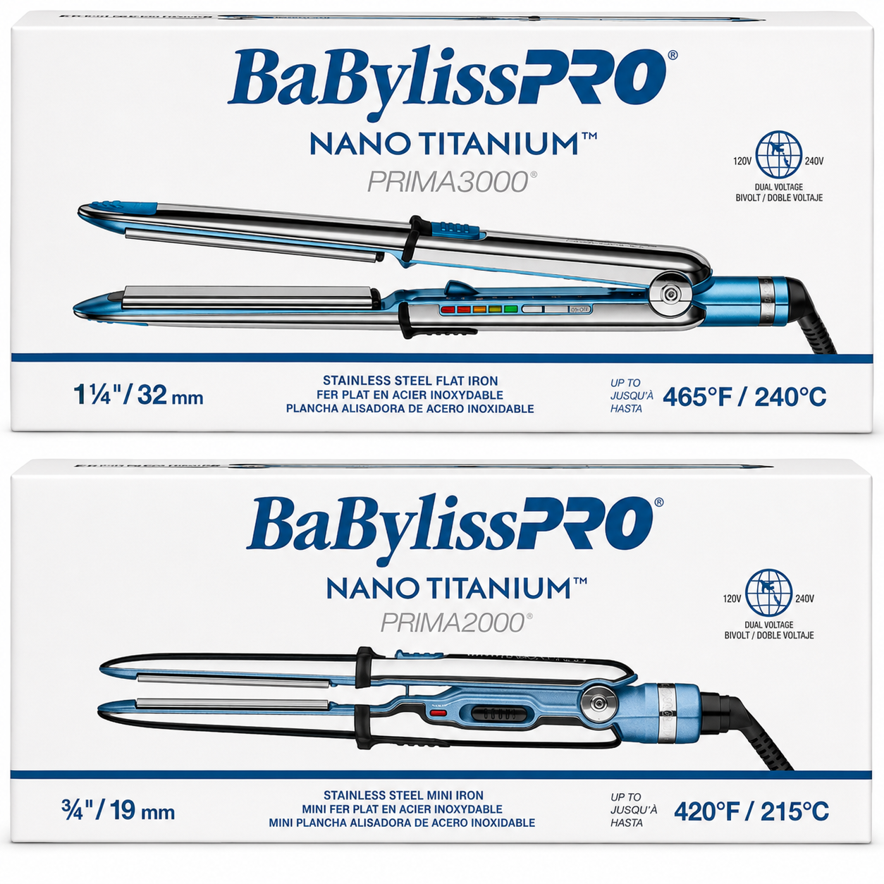 BaBylissPRO Nano Titanium Prima3000 Straightener & BaBylissPRO Nano Titanium Prima2000 BNT2000UC+BNT3000TUC