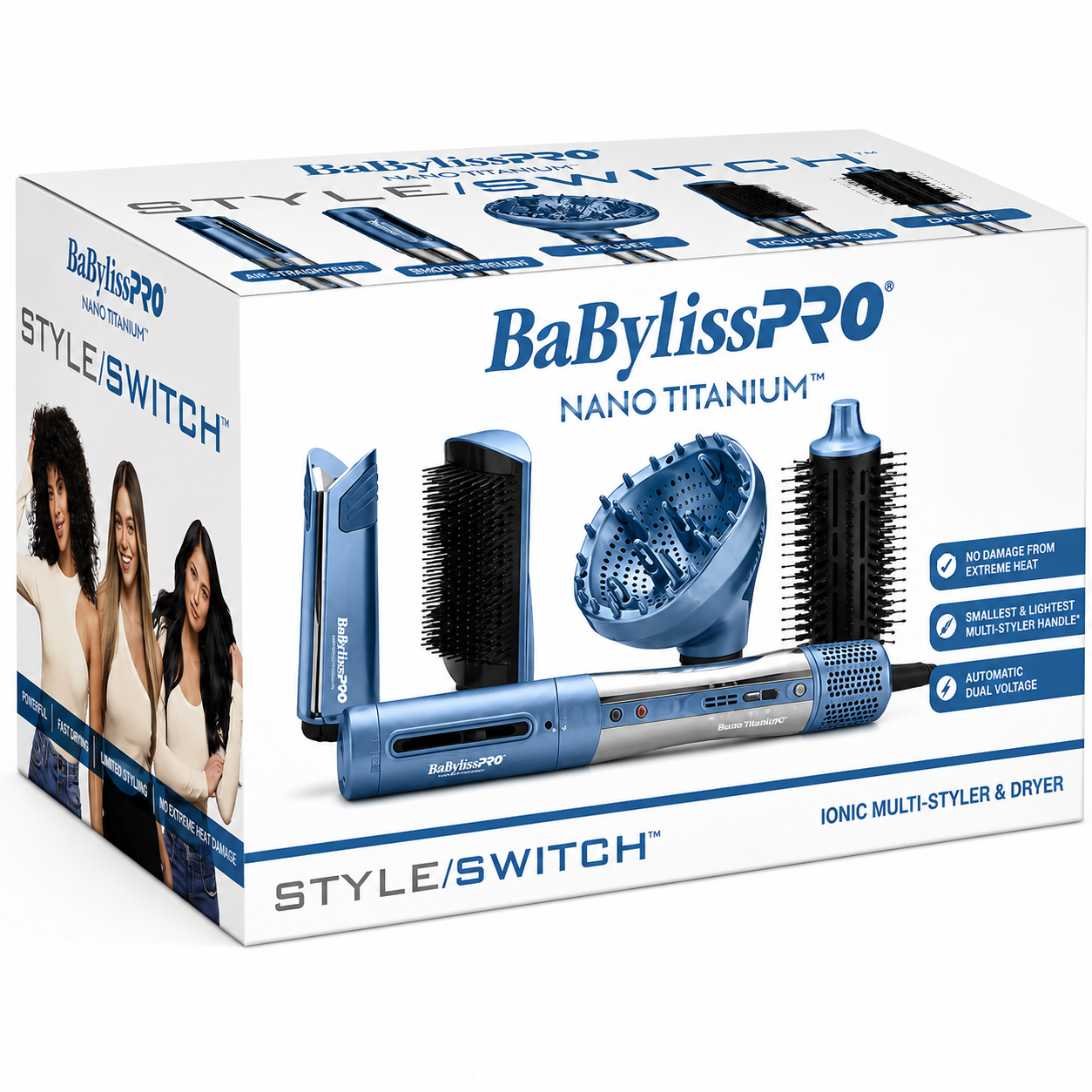BaBylissPRO Nano Titanium StyleSwitch Ionic Multi-Styler & Dryer BNTSS-5PK