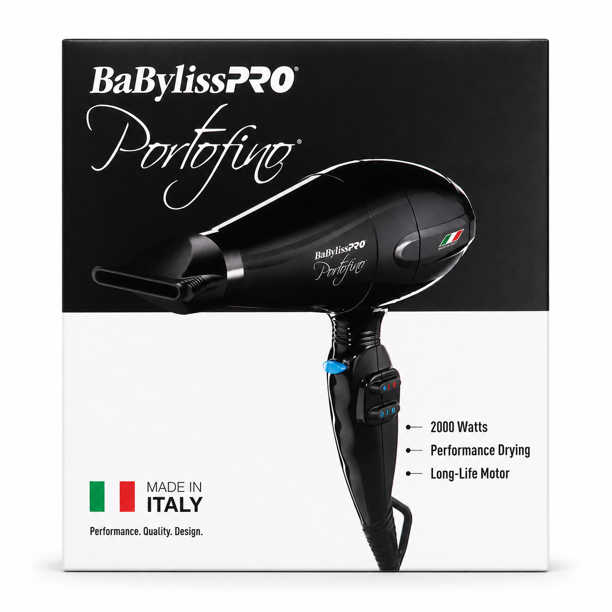 BaBylissPRO Portofino Nano Titanium Black Full-Size Blow Dryer BPOR1