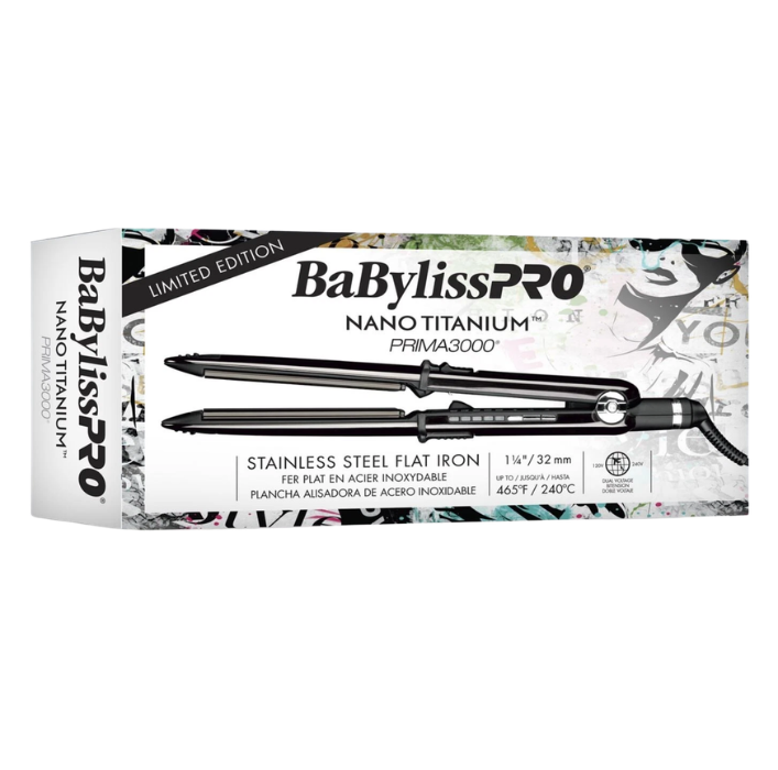 BaBylissPRO Prima 3000 Black Stainless Steel Flat Iron BNTBK3000TUC