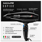BaBylissPRO RAPIDO Blow Dryer 2000 Watts Black BRAP1