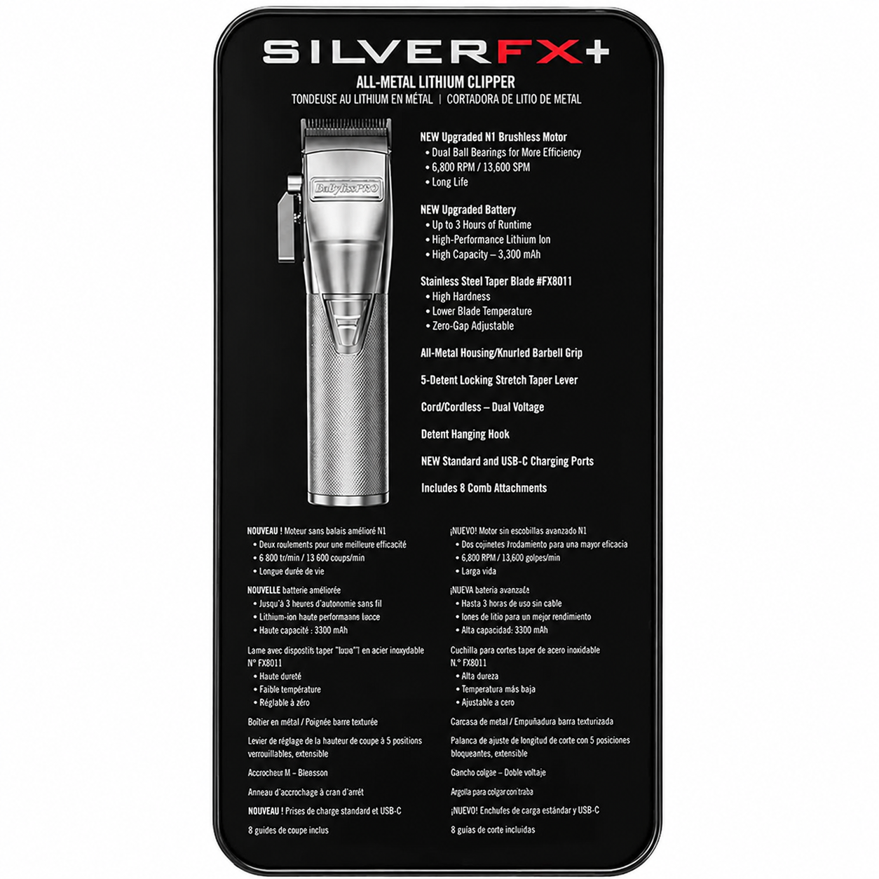 BaBylissPRO SilverFX Clipper Precision Cutting with Powerful Performance FX870S