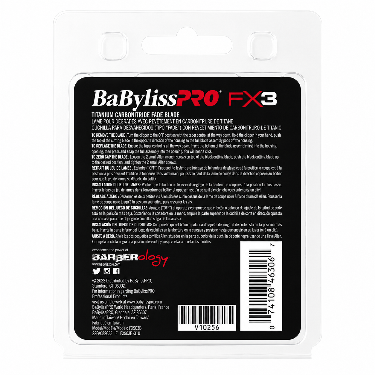 BaBylissPRO Titanium Carbon-Nitride Fade Replacement Blade for FX3 Clipper #FX903B