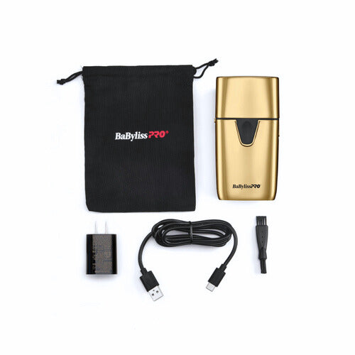 BaBylissPRO UV-Disinfecting Gold Double-Foil Shaver  FXLFS2G with accessories