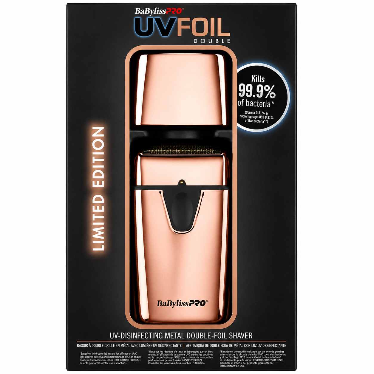 BaBylissPRO UVFOIL Double Foil Shaver Rose Gold FXLFS2RG