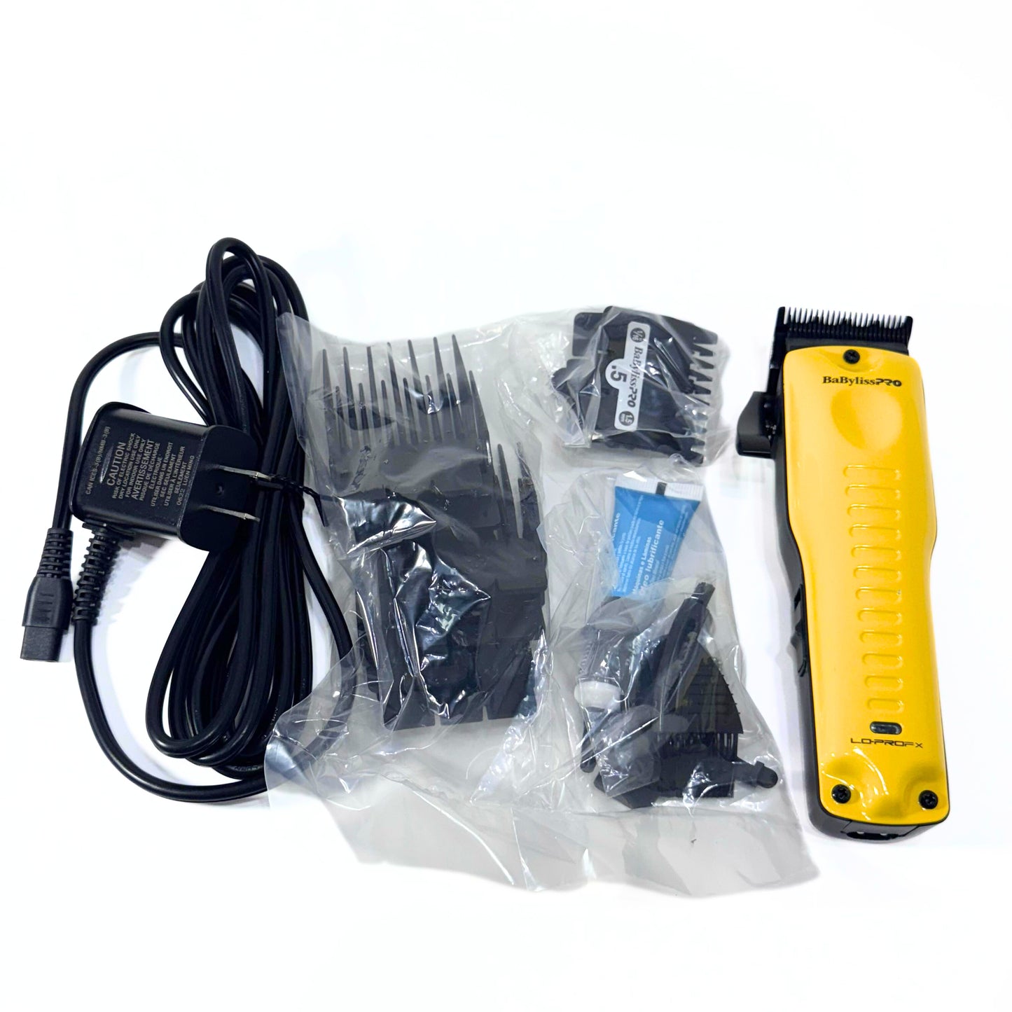 BaBylissPRO Yellow LO-PROFX Cordless Clipper FX825YI with accessories