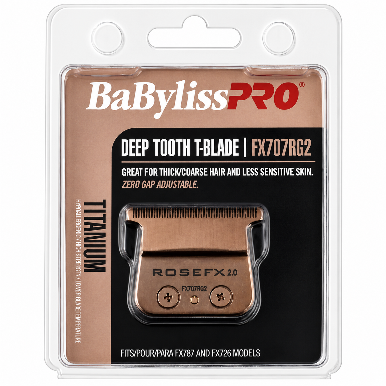 BaBylissPro Rose Gold Titanium 2.0mm Deep Tooth T-Blade FX707RG2
