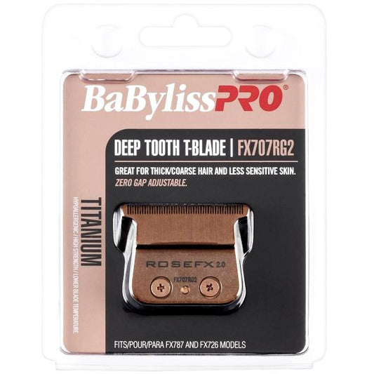 BaBylissPro Rose Gold Titanium 2.0mm Deep Tooth T-Blade FX707RG2 front